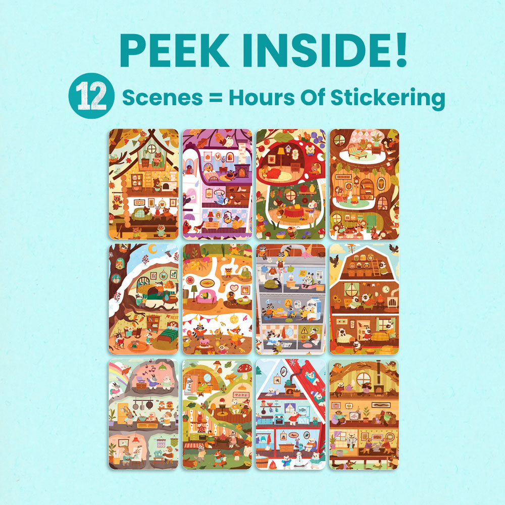 Cozy Homes of Furry Friends Sticker Book