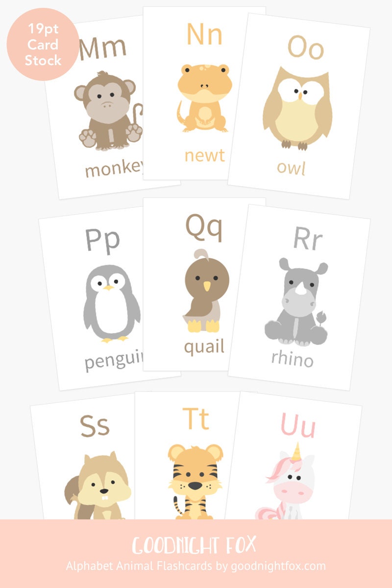 Animal Alphabet Flashcards – A to Z Learning Cards for Toddlers and Preschoolers