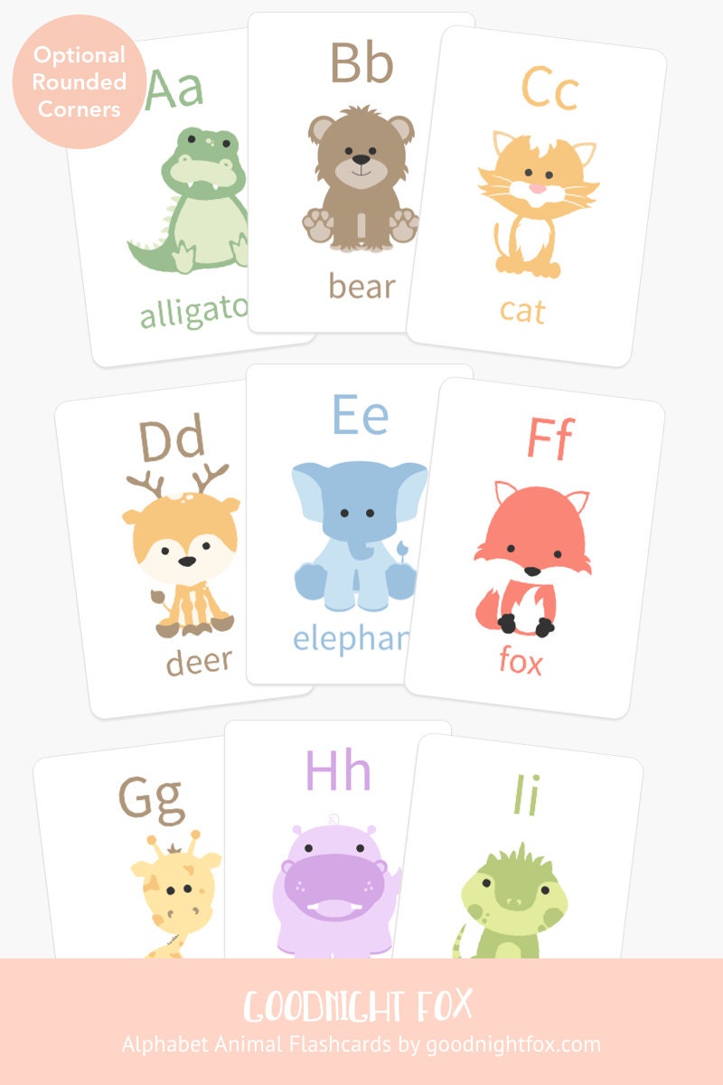 Animal Alphabet Flashcards – A to Z Learning Cards for Toddlers and Preschoolers