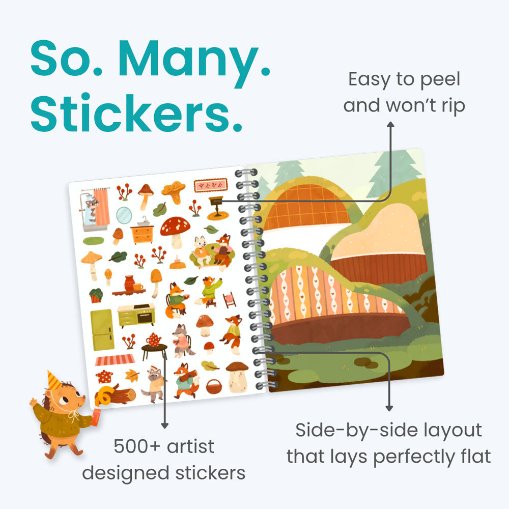 Cozy Homes of Furry Friends Sticker Book