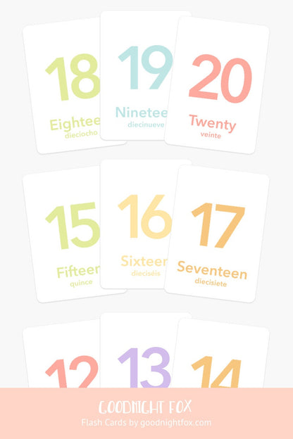Counting Flashcards, Numbers 1 to 20